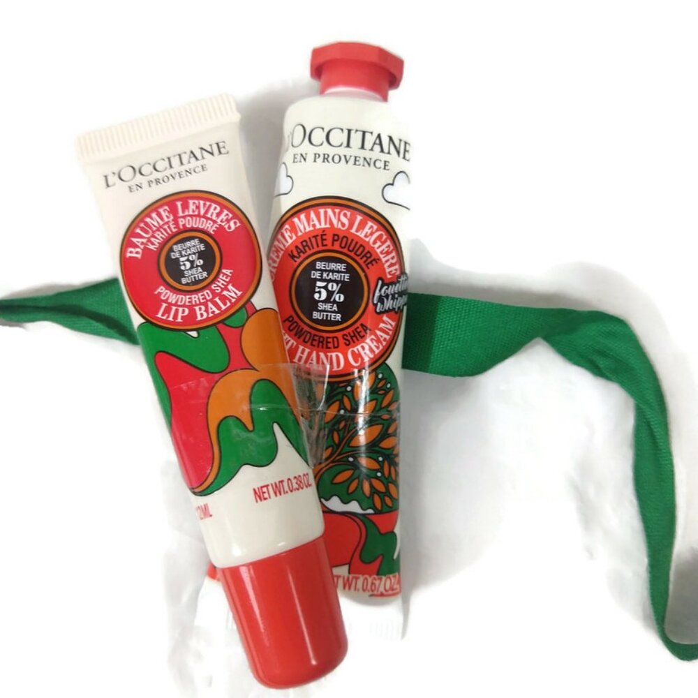 L'Occitane Limited Edition Powdered Shea Hand Cream Lip Balm Duo NEW